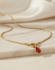 Red Teardrop Pendant Necklace – 24K Gold Plated CZ Stainless Steel Seebora