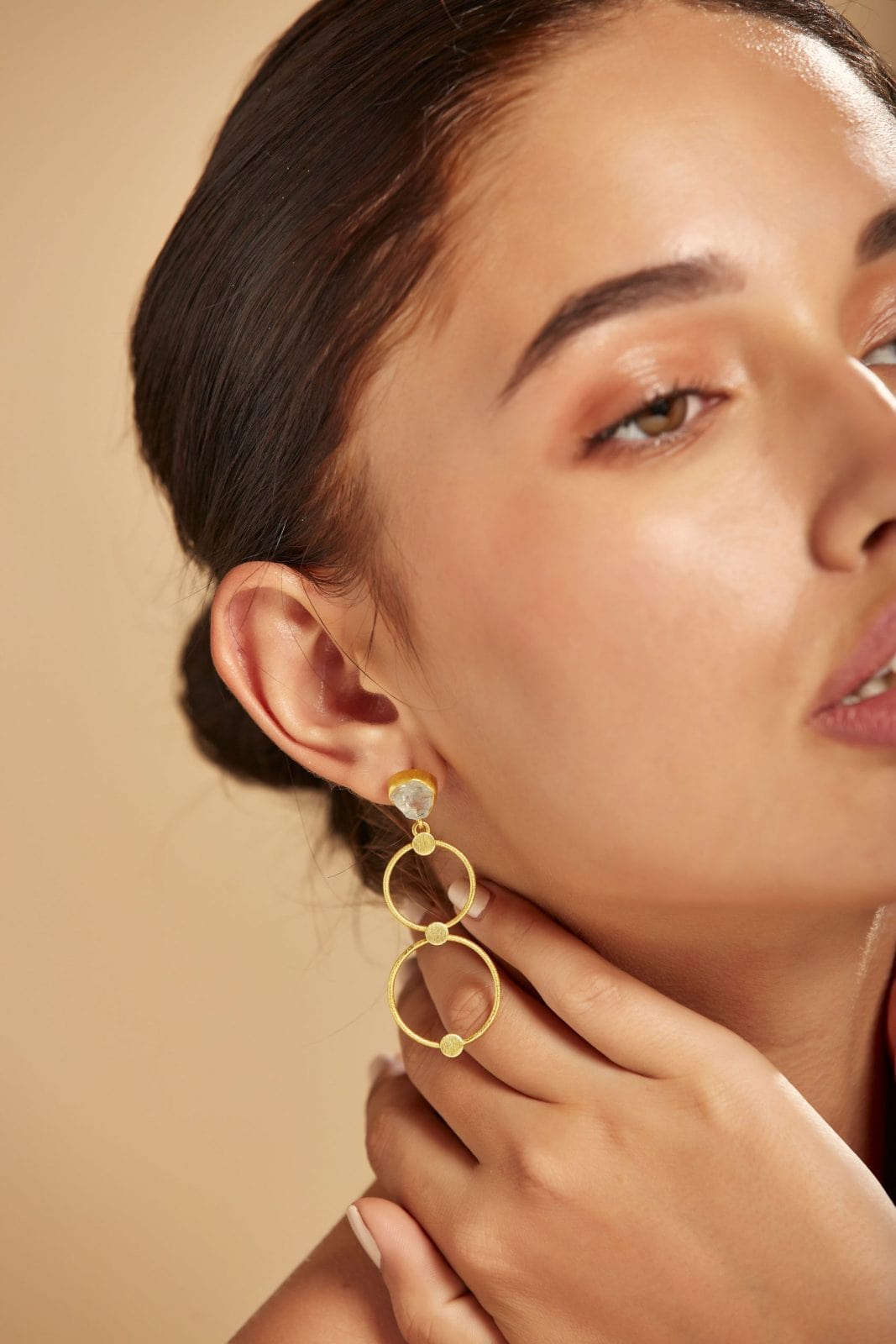 Joint Hoop Earring, Geometric Earring, Minimalist Earring, Statement Earring.