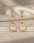 Round Chain Link Aquamarine Hoop Earrings for Women | 18K Gold Plated Seebora