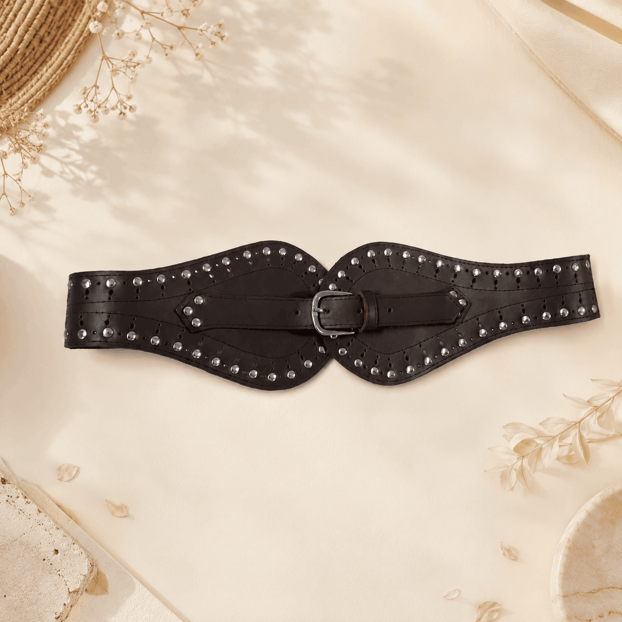 Midnight Studded Corset Belt Seebora