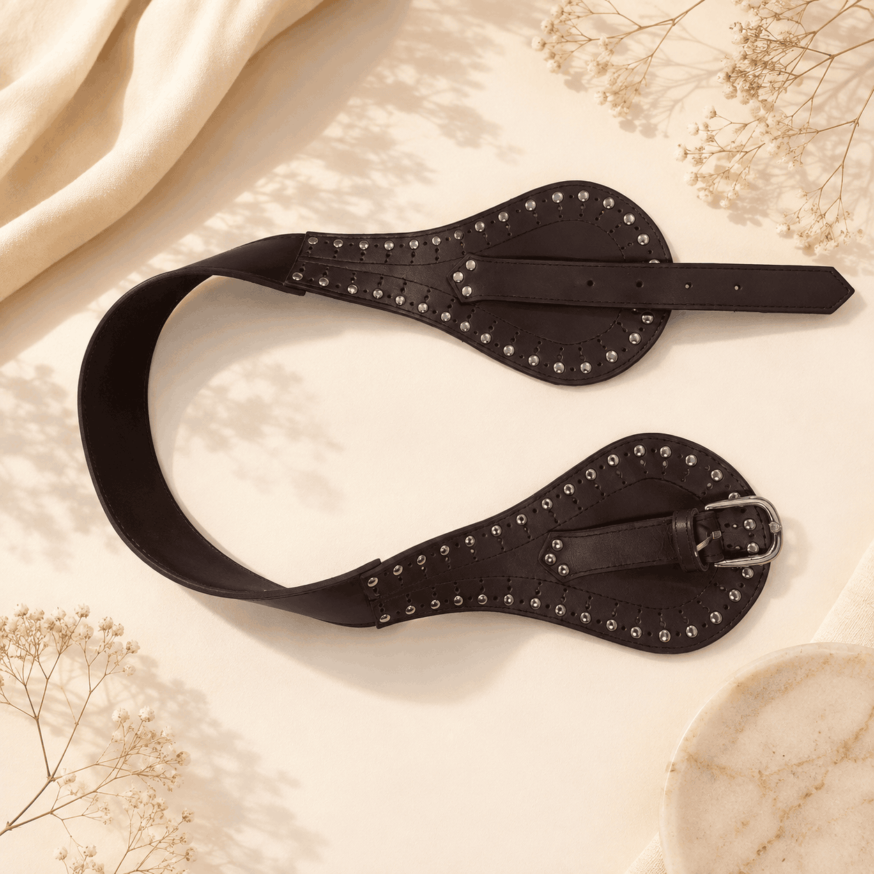 Midnight Studded Corset Belt Seebora