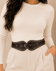 Midnight Studded Corset Belt Seebora