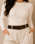 Studded Mocha Wrap Belt Seebora