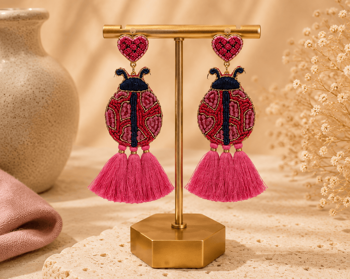 Ladybug Love Tassel Earrings Seebora