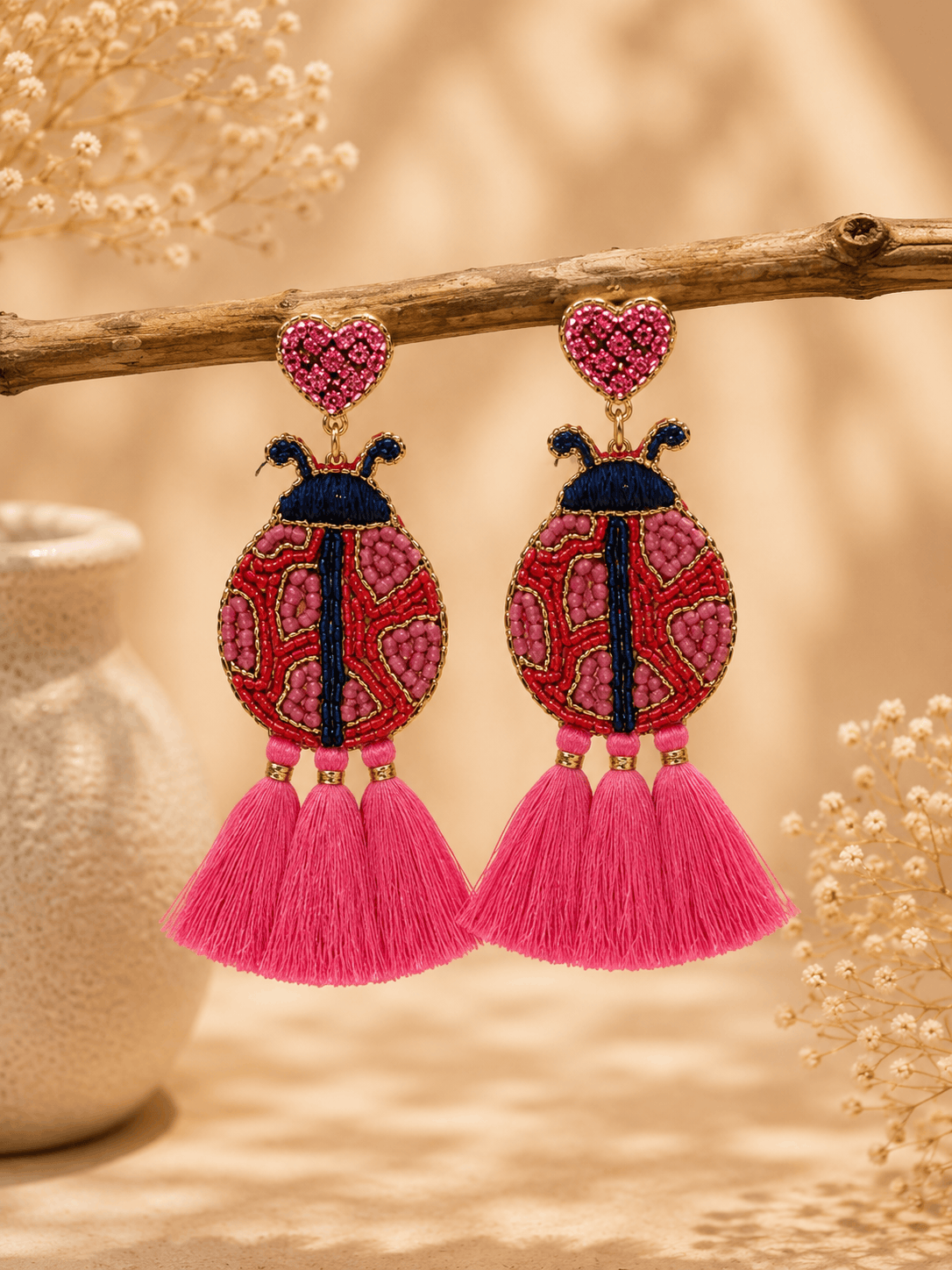 Ladybug Love Tassel Earrings Seebora