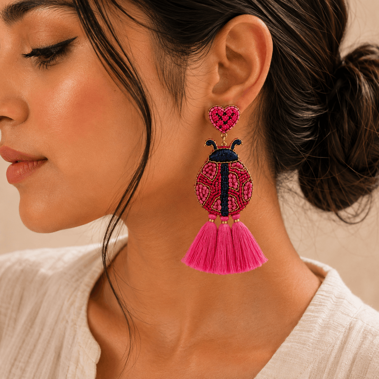 Ladybug Love Tassel Earrings Seebora