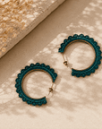 Teal Bloom Beaded Hoops Seebora
