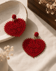 Crimson Lace Heart Earrings Seebora