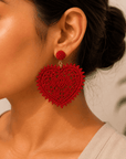 Crimson Lace Heart Earrings Seebora