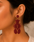 Crimson Lobster Beaded Earrings Seebora