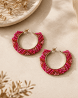 Fuchsia Mosaic Beaded Hoops Seebora