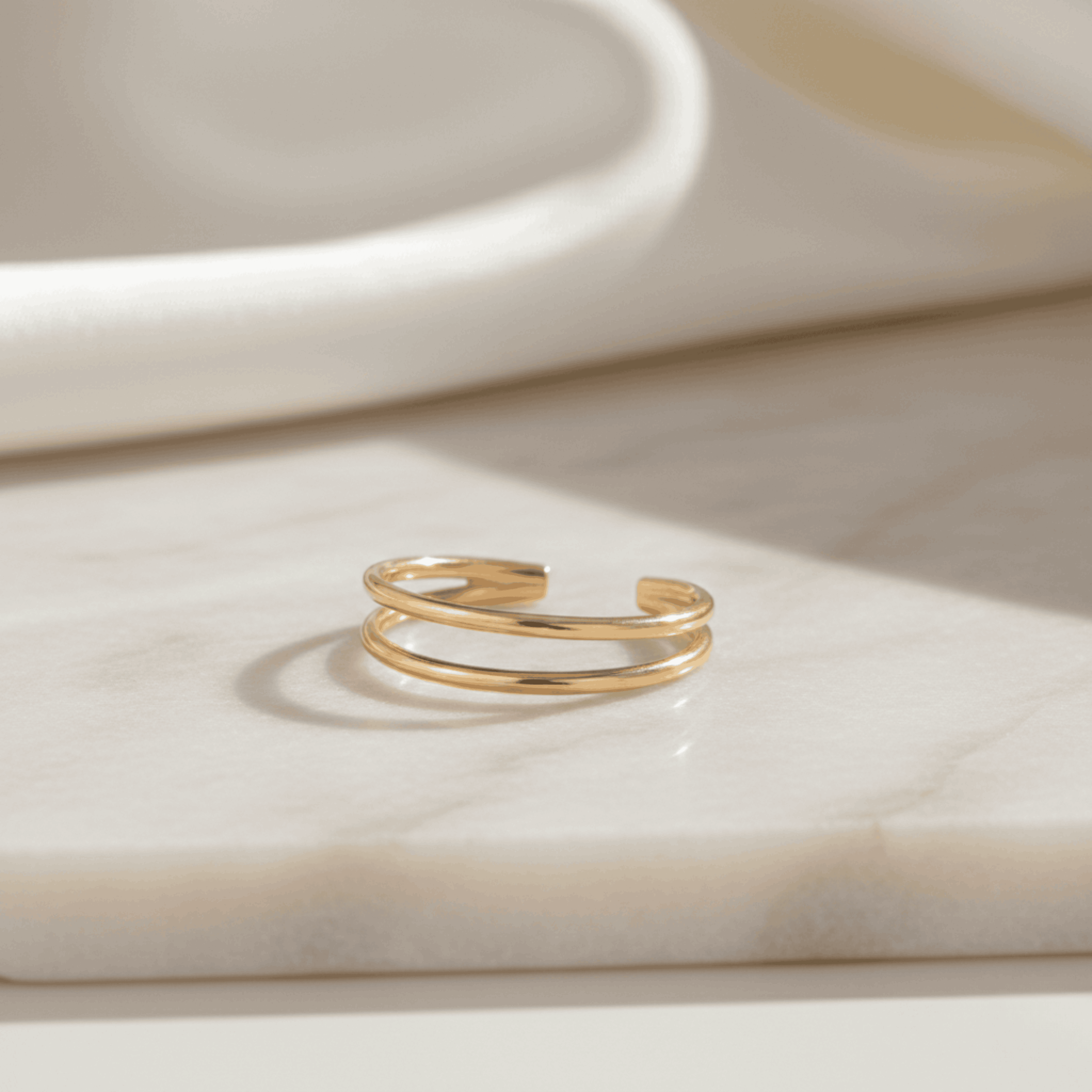 Slender Double Band Ring – 14K Gold Plated 925 Sterling Silver Seebora