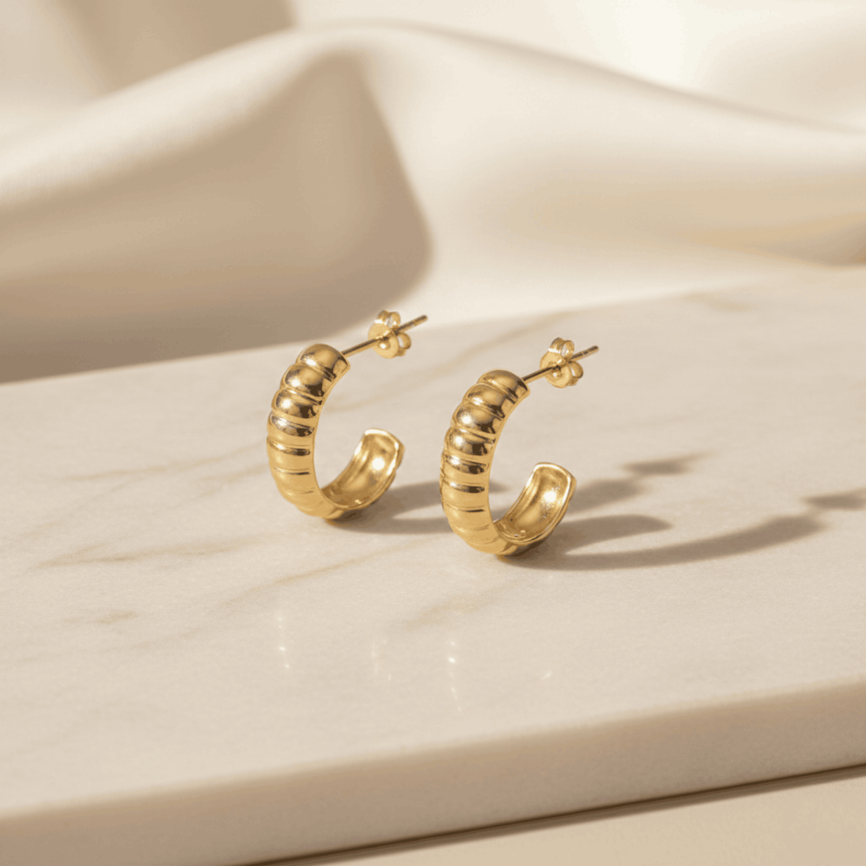 The Aphrodite Textured Hoop Earrings Seebora