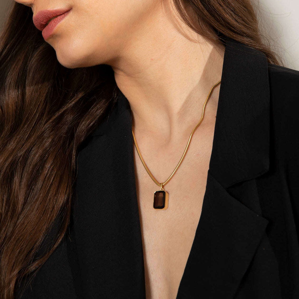 The Smoky Quartz Pendant Necklace Seebora