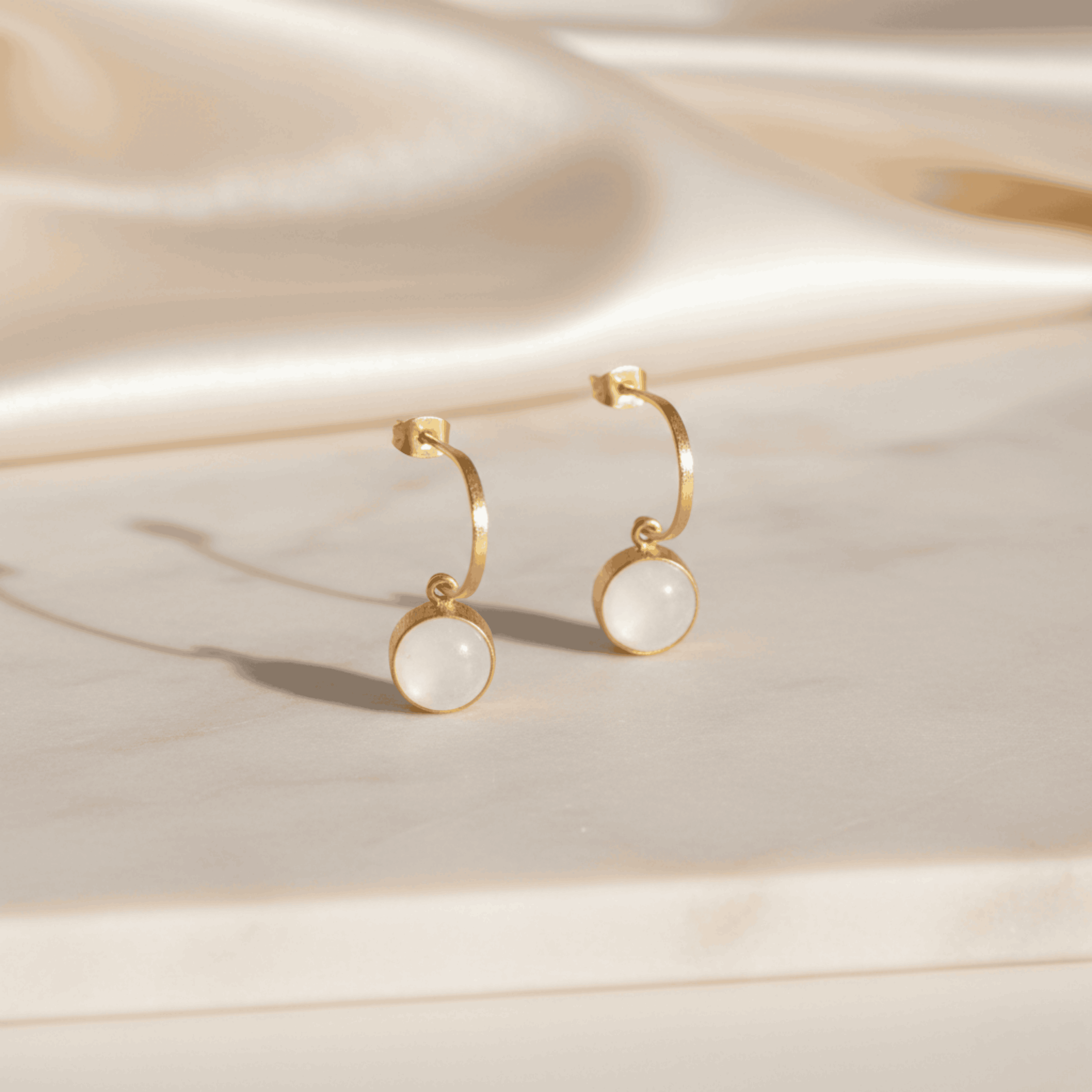 The White Moonstone Earrings Seebora