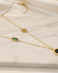 Verdant Onyx Necklace | Green & Black Stone 24K Gold Plated Stainless Steel Seebora